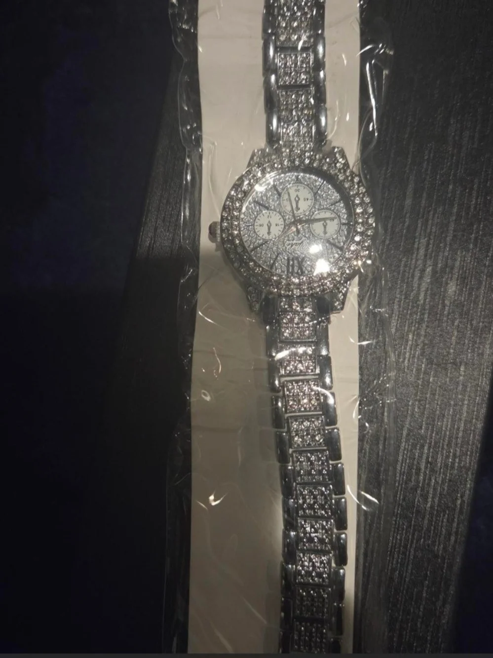 Crystal-Embellished Silver Women's Bracelet Watch